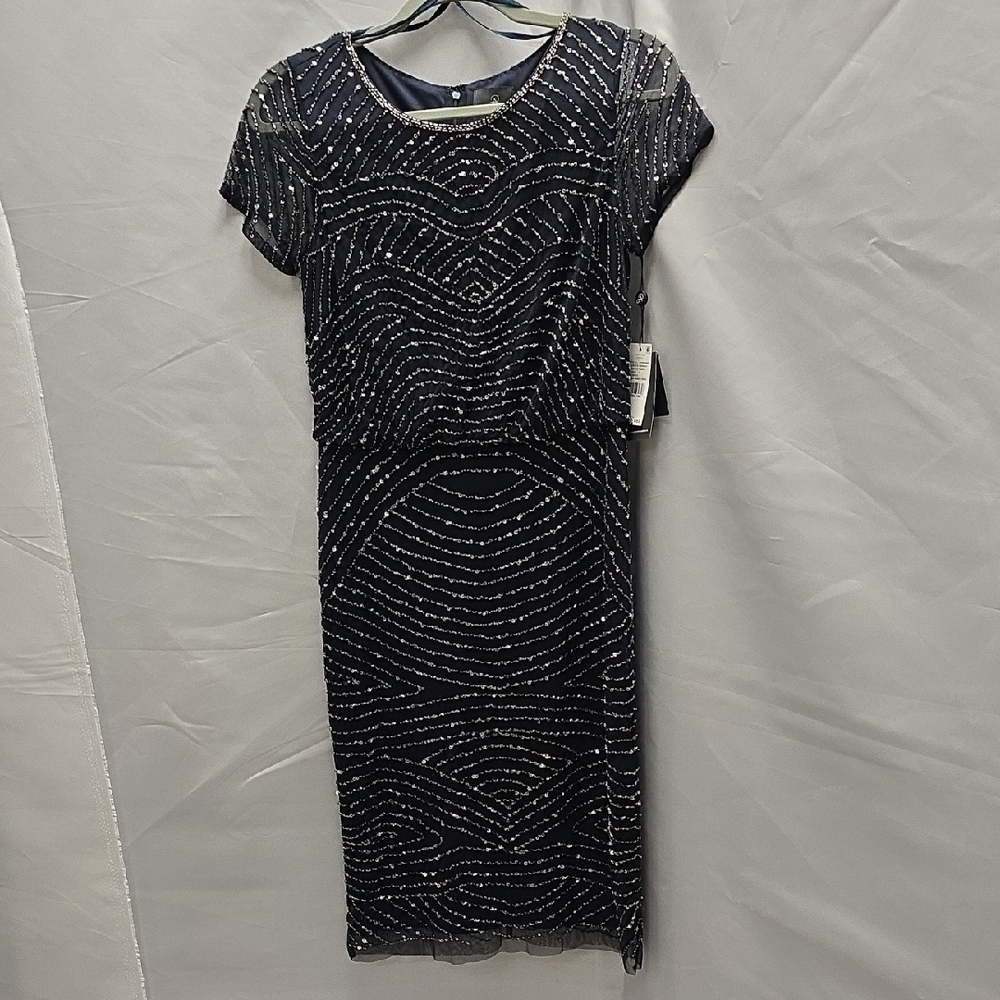 Elegant Navy Beaded Dress